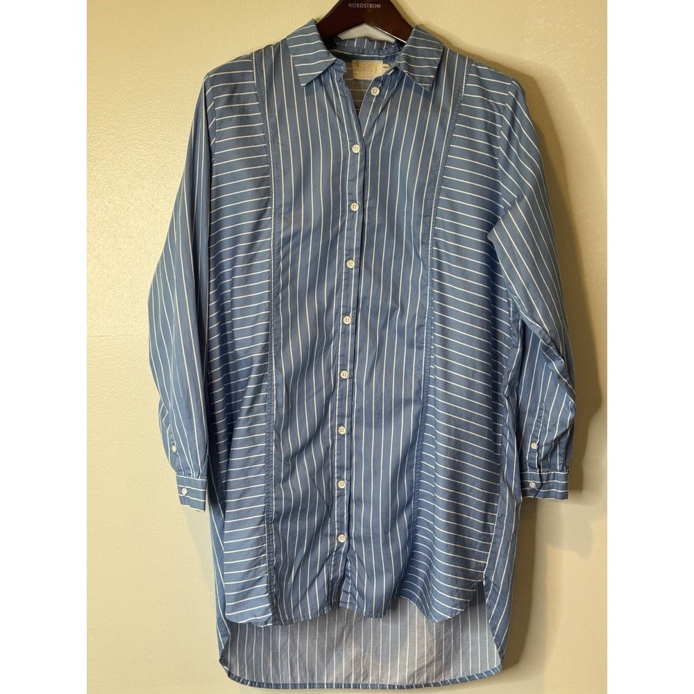 Nation LTD Button Down Shirt Dress S Pima Cotton Cover Up Coastal Resort Wear - Picture 7 of 12